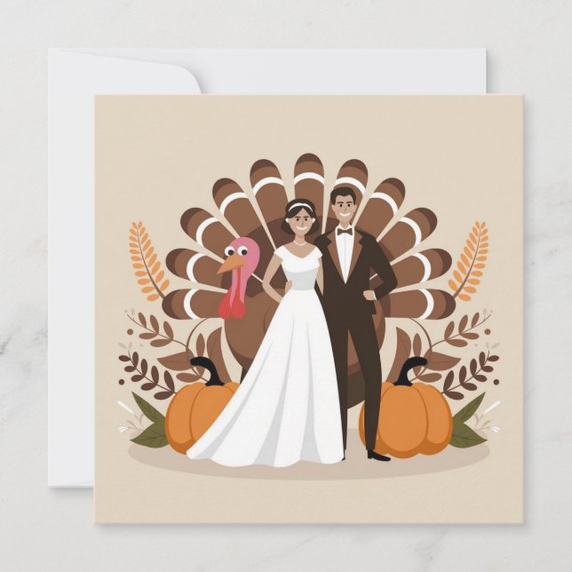 Invitation Illustration de mariage de Thanksgiving, récolte d (Devant)