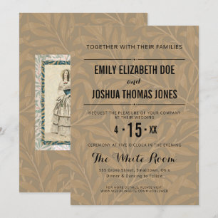 Invitation Illustration de mariage victorien vintage 1844