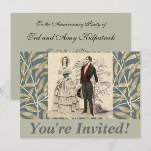 Invitation Illustration de mariage victorien vintage 1844