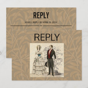 Invitation Illustration de mariage victorien vintage 1844