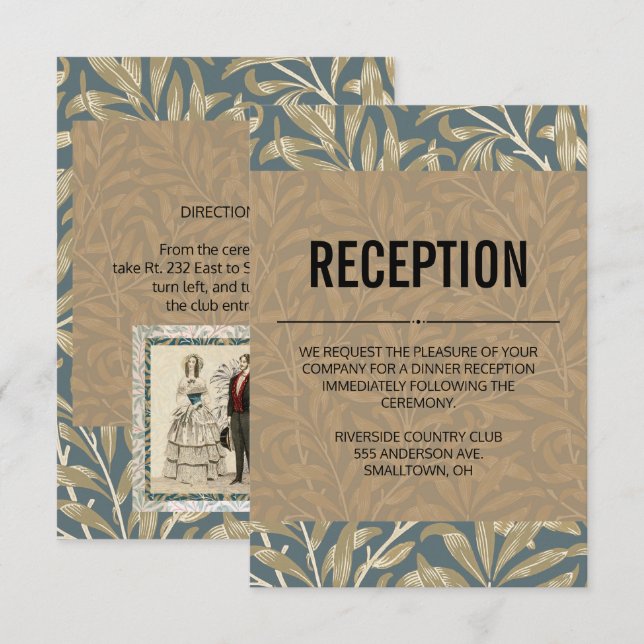 Invitation Illustration de mariage victorien vintage 1844 (Devant / Derrière)