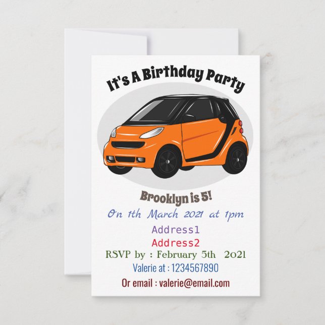Invitation Illustration de micro-voiture (Devant)