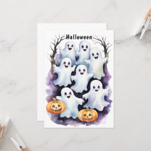 Invitation Illustration de mignons fantômes avec Halloween Ci