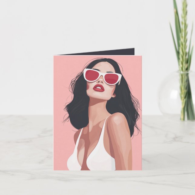 Invitation Illustration De Mode Femme Design Avec Lunettes De (Devant)