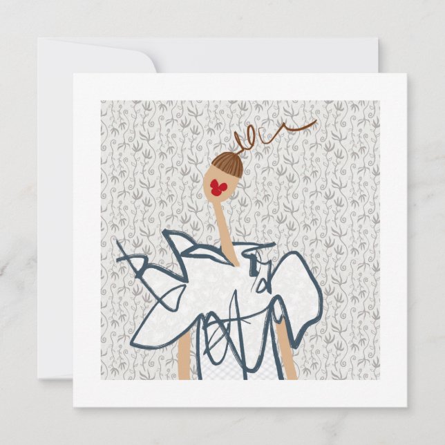 Invitation Illustration de mode fille drôle mignonne (Devant)