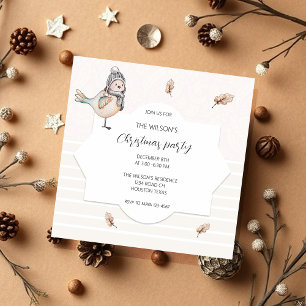 Invitation Illustration de moineau d'hiver mignonne en aquare