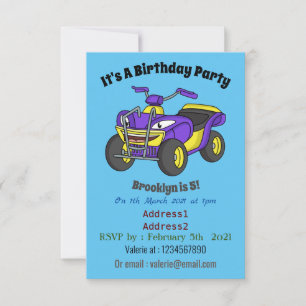 Invitation Illustration de moto Purple Quad