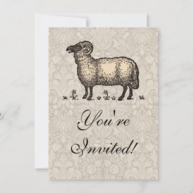 Invitation Illustration de mouton vintage : Art classique de  (Devant)