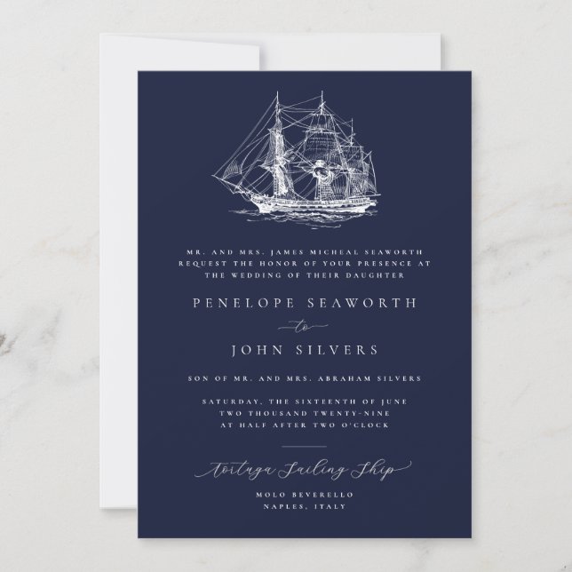 Invitation Illustration de navire nautique Mariage formel de  (Devant)