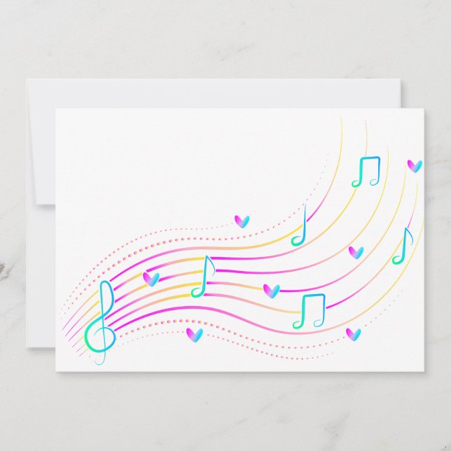 Invitation Illustration de note de musique en onde néon (Devant)