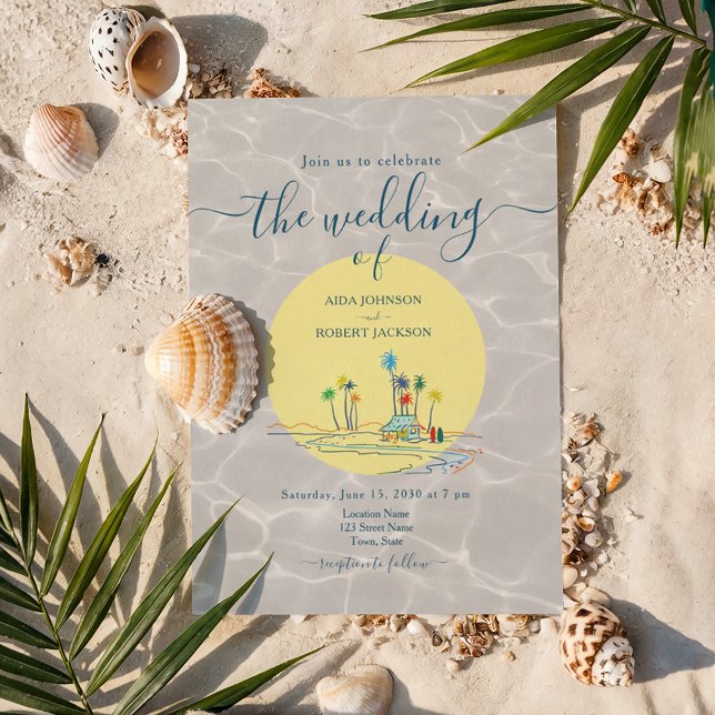 Invitation Illustration de plage Mariage d'été (Créateur téléchargé)