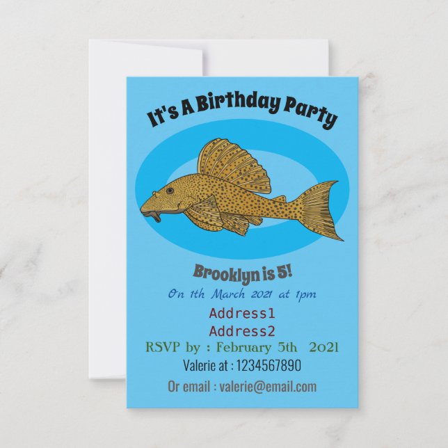Invitation Illustration de poisson Pleco (Devant)