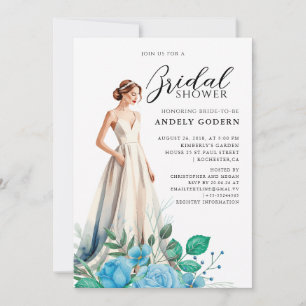Invitation Illustration de robe élégante avec douche de marié