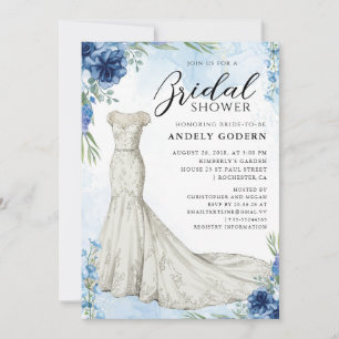 Invitation Illustration de robe élégante avec douche de marié