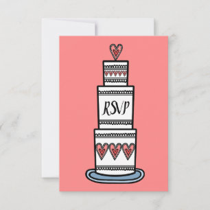 Invitation Illustration de RSVP de gâteau de mariage personna