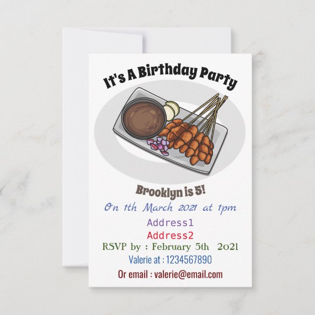 Invitation Illustration de Satay (Devant)