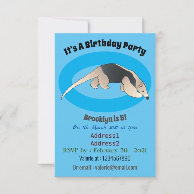 Invitation Illustration de Tamandua (Devant)