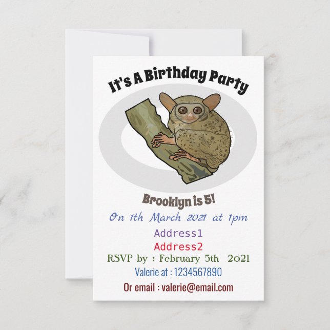 Invitation Illustration de Tarsier (Devant)