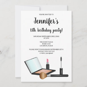 Invitation Illustration de trousse de maquillage Fête d'anniv