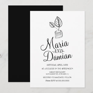 Invitation Illustration de verdure de plante de prière Mariag
