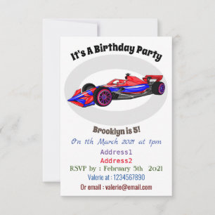 Invitation Illustration de voiture de course professionnelle