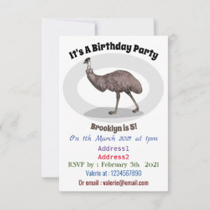 Invitation Illustration d'Emu bird