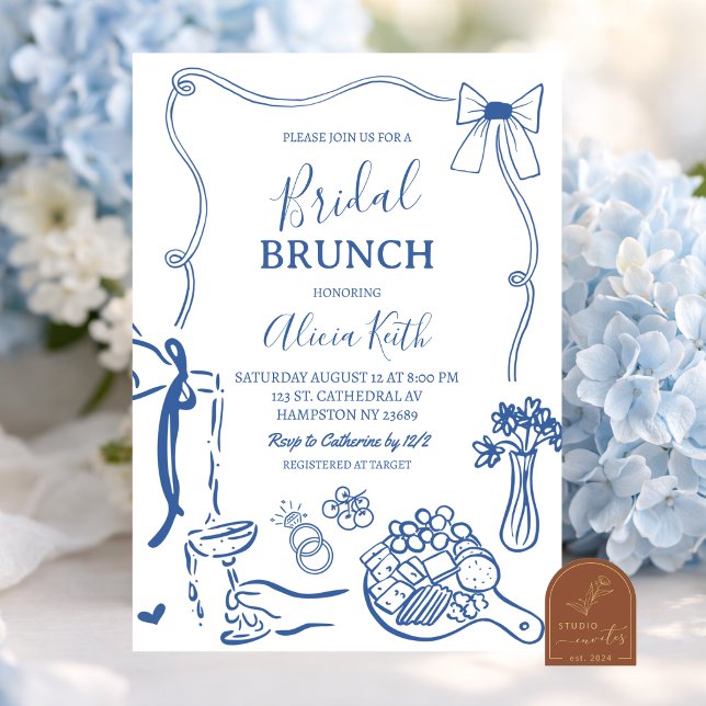 Invitation Illustration dessinée à la main pour brunch de mar (Créateur téléchargé)