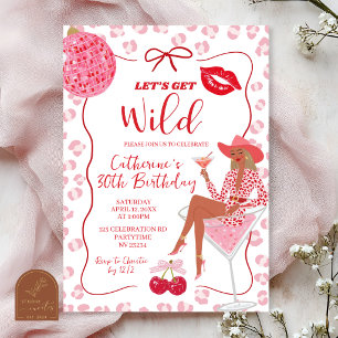 Invitation Illustration dessinée à la main Rouge Rose Déchaîn