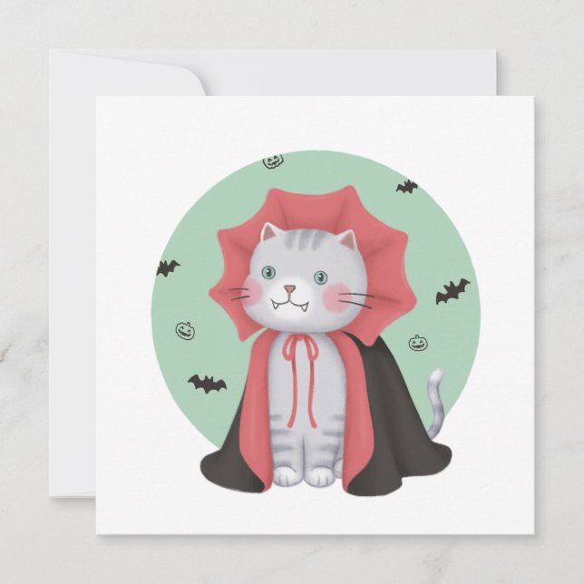 Invitation Illustration d'Halloween : Vampire Cat (Devant)