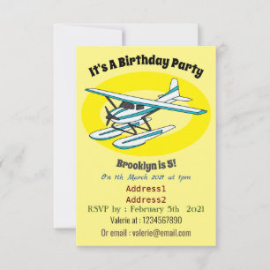 Invitation Illustration d'hydravion bleu blanc