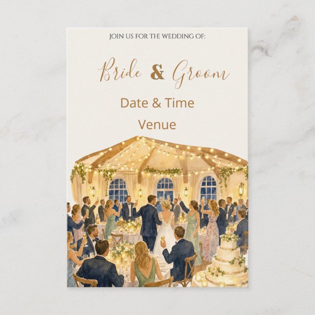 Invitation Illustration d'invitation de réception de mariage  (Devant)