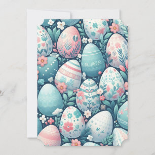 Invitation Illustration d'œufs classiques pastel rose bleu bl