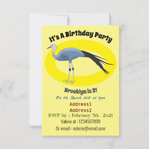 Invitation Illustration d'oiseau de grue bleue