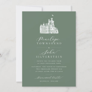 Invitation Illustration du château Calligraphie Nom Mariage d