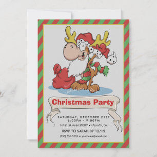 Invitation Illustration du dessin animé du Père Noël Moose