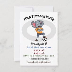Invitation Illustration du joueur de football éléphant