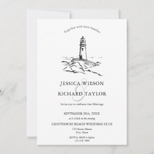 Invitation Illustration du lieu de la plage du phare tiré à l
