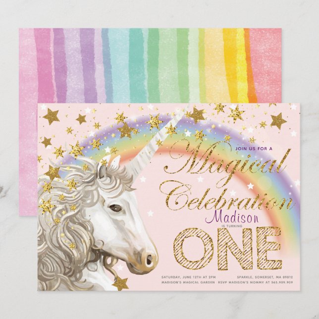 Invitation Illustration du premier anniversaire de la fête de (Devant / Derrière)