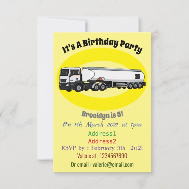 Invitation Illustration du transport de carburant par camion- (Devant)