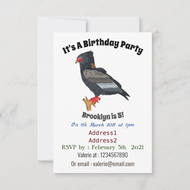 Invitation Illustration d'un aigle bateleur (Devant)