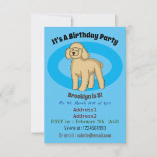 Invitation Illustration d'un caniche brun joyeux