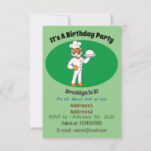 Invitation Illustration d'un chef tigre drôle et mignon