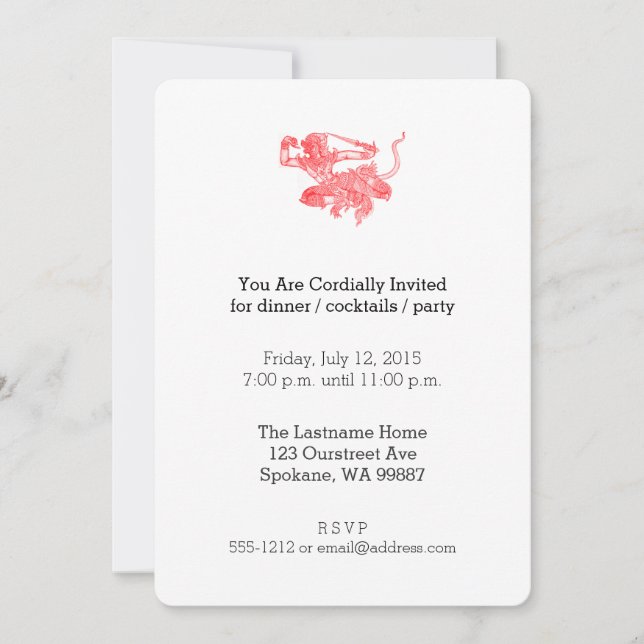 Invitation Illustration d'un livre Vintage de Hanuman (Devant)