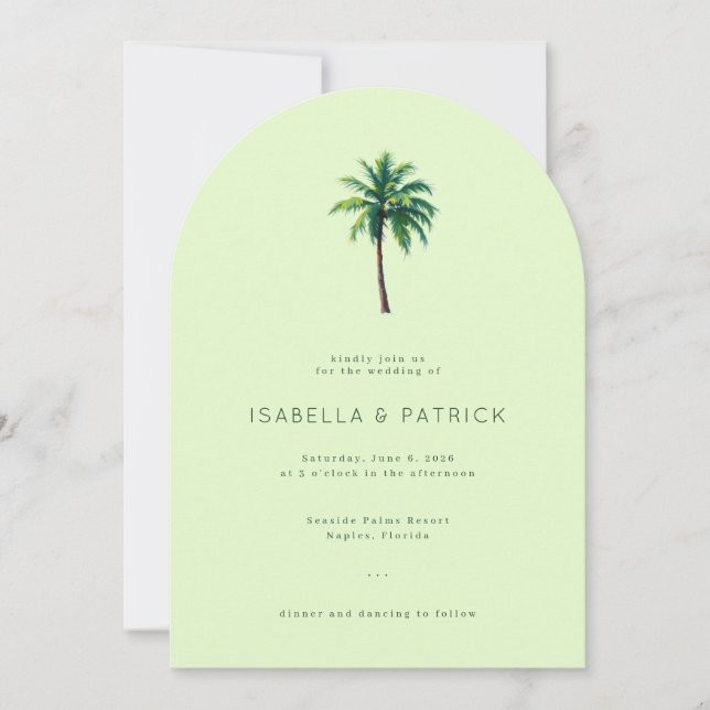 Invitation Illustration d'un palmier vert pastel serein (Devant)