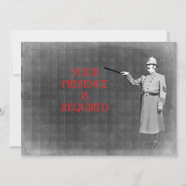 Invitation Illustration d'un policier Vintage (Devant)