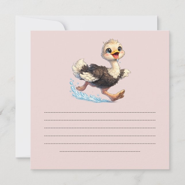 Invitation Illustration d'une aventure heureuse d'autruche mi (Devant)