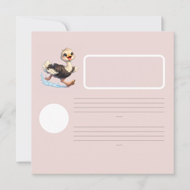 Invitation Illustration d'une aventure heureuse d'autruche mi (Devant)