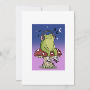 Invitation Illustration d'une jolie grenouille écoutant de la