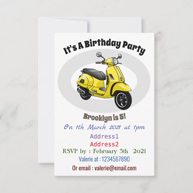Invitation Illustration d'une moto cyclable (Devant)