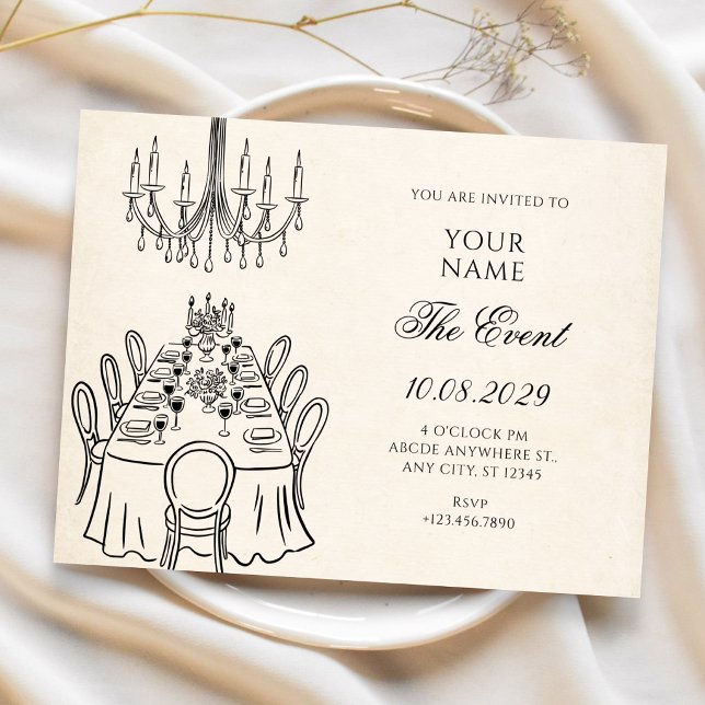 Invitation Illustration Elegant dinner table  (Créateur téléchargé)